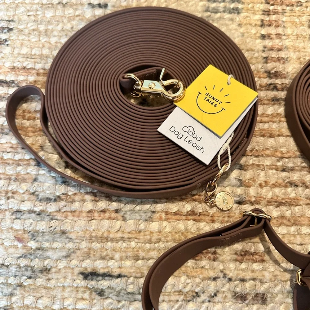 Sunny Tails Dog Harness + Leash Bundle Espresso Brown, Like New